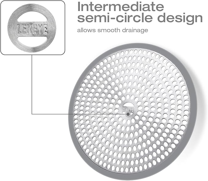 LEKEYE Shower Hair Catcher Drain Protector Strainer-Steel & Silicone 2 Pack - Image 5