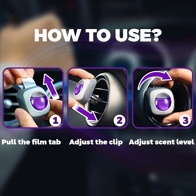Air Jungles Lavender Scent Car Air Freshener Clip, 6 Vent Clips, 4ml Each - Image 3