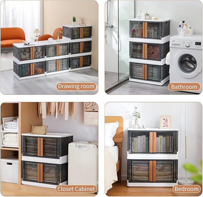 HAIXIN Storage Bins with Lids, Collapsible and Stackable Storage Bins, Plastic - Image 6
