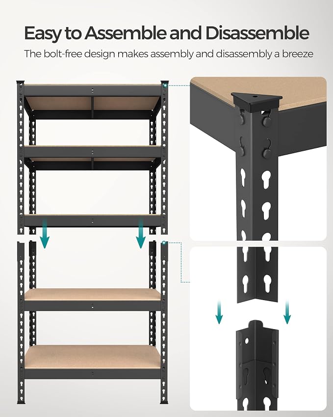SONGMICS 5-Tier Storage Shelves, Load 2310 lb, Boltless Assembly, Adjustable - Image 6