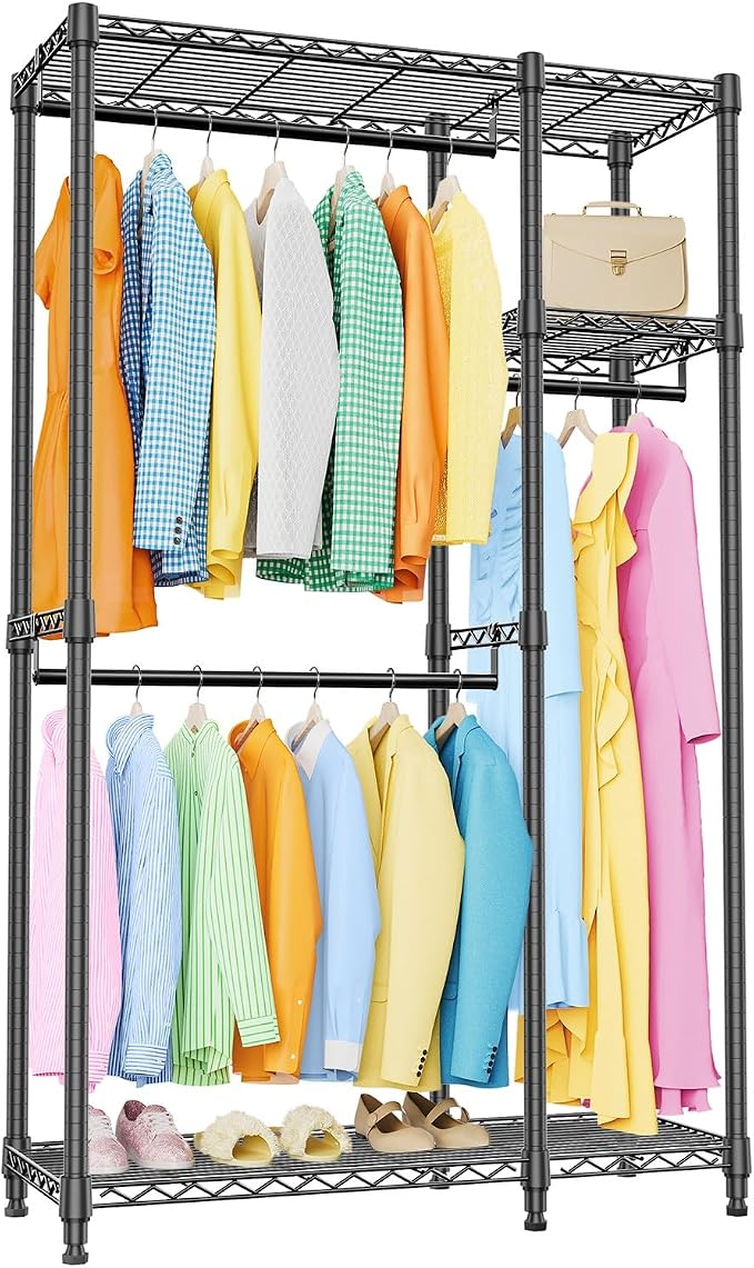 IZEUK 2 Combination Heavy Duty Garment Rack Wire Clothes Rack by IZEUK