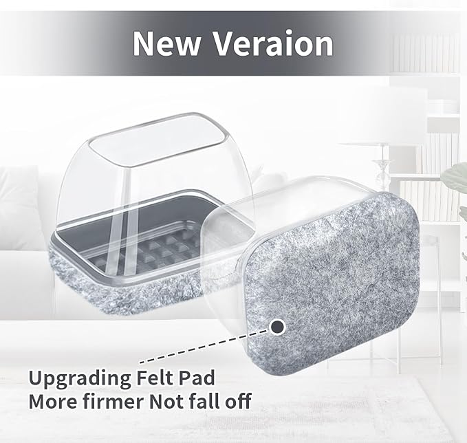 Ezprotekt 8 Pcs Rectangle Grey Felt Chair Leg Floor Protectors - Image 2