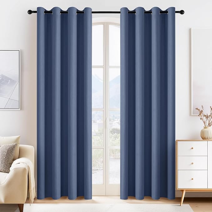 PONY DANCE Stone Blue Blackout Curtains by PONYDANCE