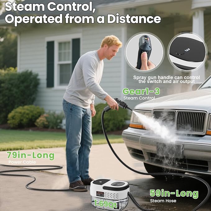 Handheld Steam Cleaner for Home, 2500W High Pressure Steam Cleaner for Car - Image 2