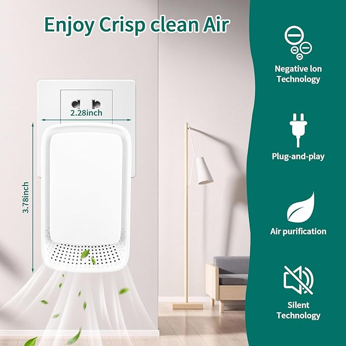 Plug-In Ionic Air Purifier, Home Air Ionizer, Silent Filterless Air Purifier - Image 5