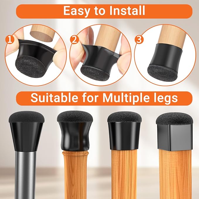 Chair Leg Floor Protectors Extra Small 24 Pcs, Silicone Chair Leg Protectors - Image 6