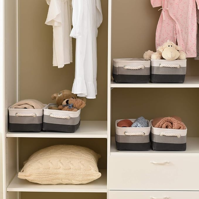 Small Storage Baskets for Shelves, Fabric Storage Baskets for Closet, - Image 3