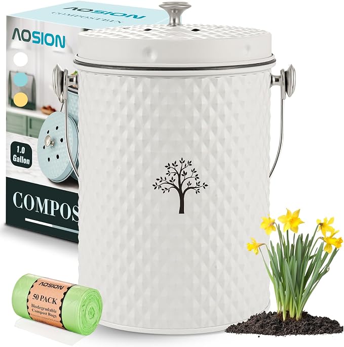 AOSION Countertop Compost Bin Kitchen, Odorless Indoor Compost Bin by AOSIONUSA