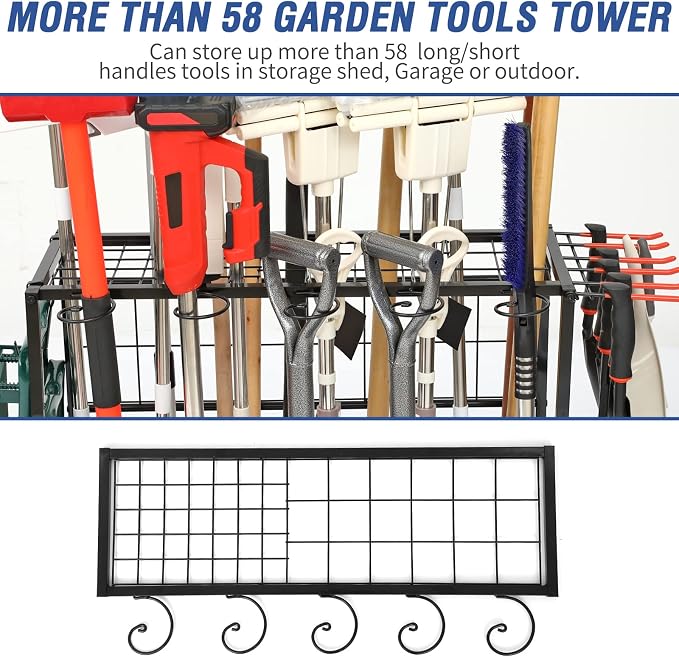 Garden Tool Organizer for Garage, Garden Tool Rack, Yard Tool Holder for Garage - Image 2