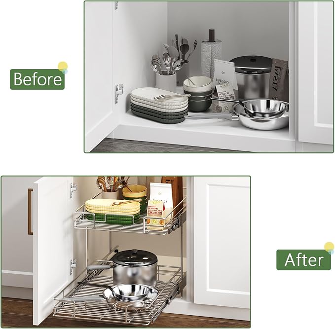 2 Tier Individual Pull Out Cabinet Organizer 22½" W x 21½" D, Heavy Duty - Image 8