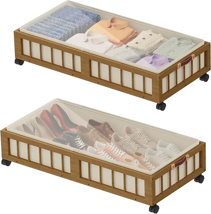 efluky 2-Pack Bamboo Under Bed Storage by efluky