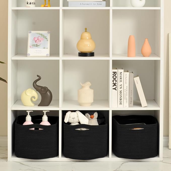 Large Storage Baskets for Organizing Shelves, Woven Cotton Rope Bins for Baby - Image 5
