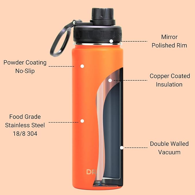 DRINCO Stainless Steel Water Bottle Spout Lid Vacuum Insulated Double Wall - Image 5