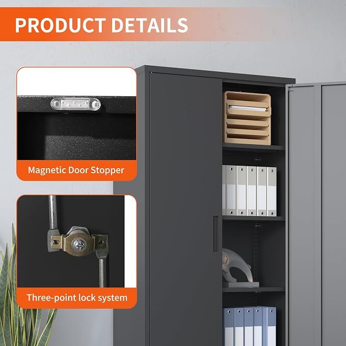 72'' Garage Storage Cabinet, Lockable Storage Cabinet - Image 5