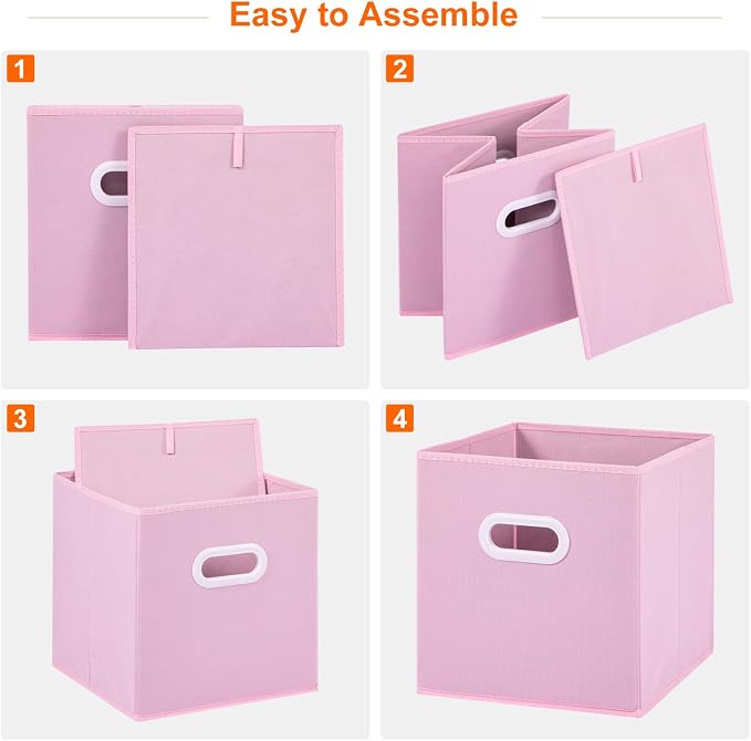 Stero Fabric Storage Cubes Bins, 13 inch Fun Colored Foldable Storage Baskets - Image 3