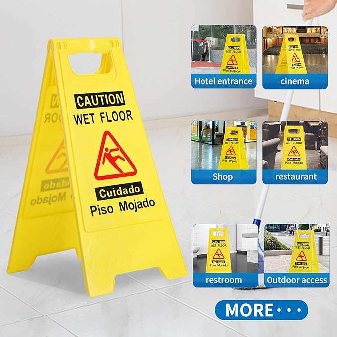 CERLMLAND wet floor signs 6 piece double-sided sign Widely used in various - Image 2
