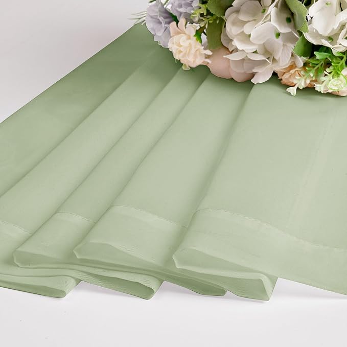 Chyhomenyc Light Green Sheer Curtains 63 Inches Long 2 Panels Set- Light - Image 8