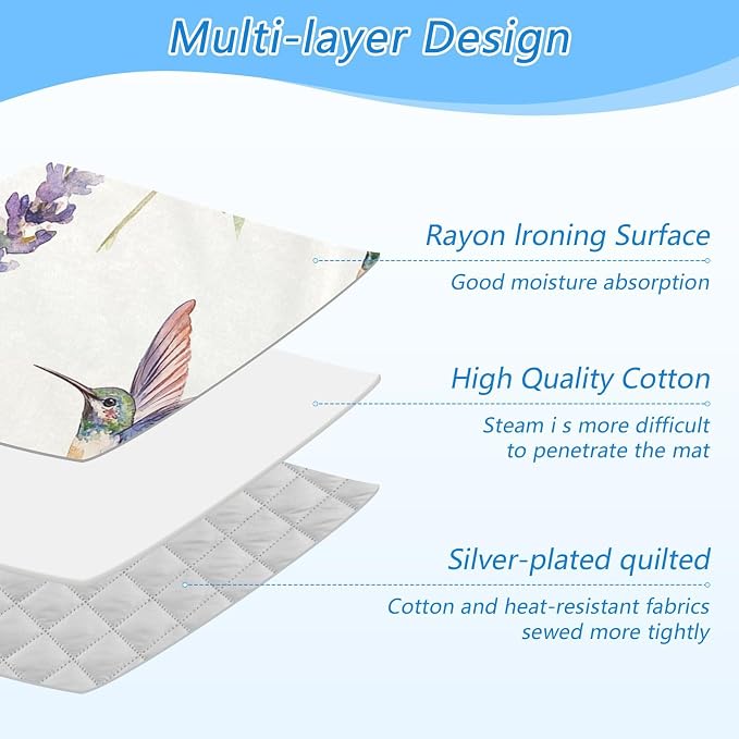 Lavender Flower Hummingbird White Ironing Mat - Image 4