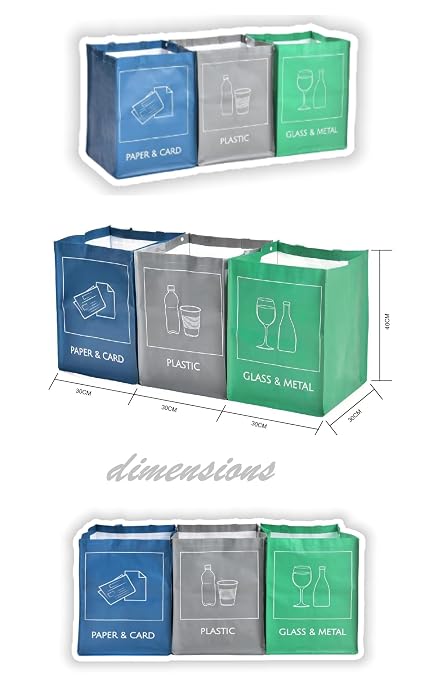 YOUNG DA Reusable Recycle Bags, 3-Piece Separate Recycling Bin Set - Image 2