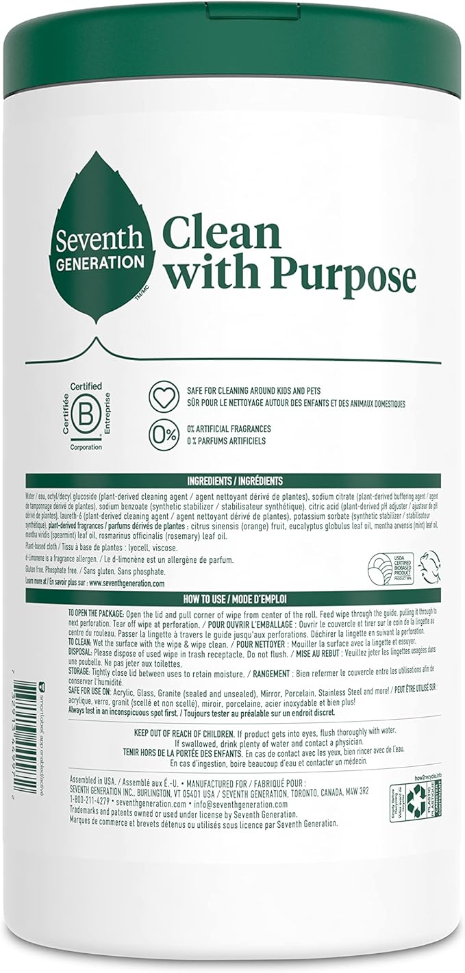 Seventh Generation Multi-Surface Wipes, Garden Mint scent, 70 ct - Image 2