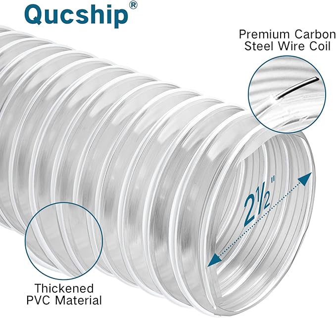 Qucship PVC Dust Collection Hose 2 1/2" x 20' - Image 2