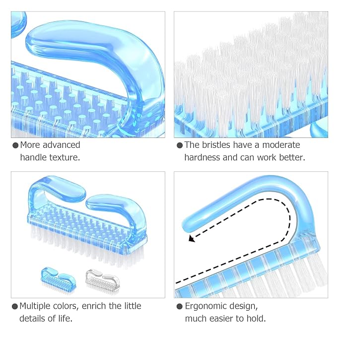Handle Grip Nail Brush, Hand Fingernail Brush Cleaner Scrubbing Kit Pedicure - Image 5