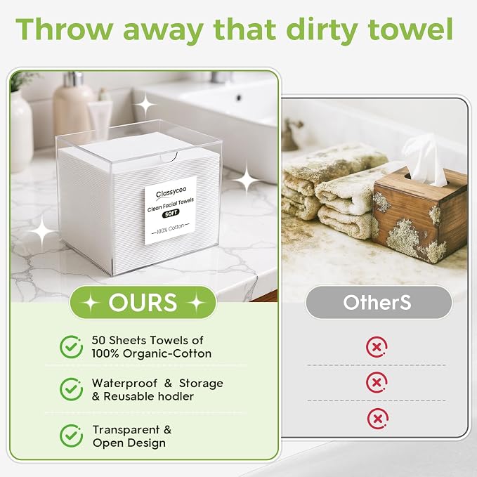 50 PCS Disposable Face Towel Holder, Acrylic Cosmetic Container - Image 6