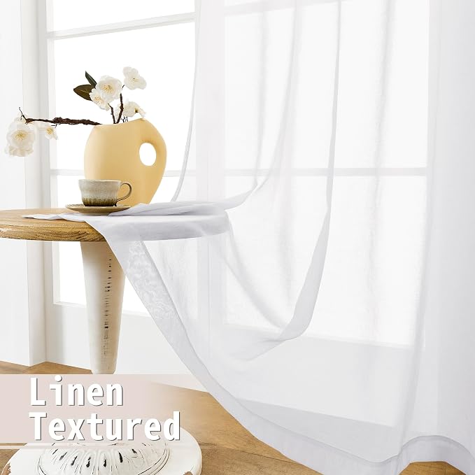 Tollpiz Sheer Curtain Closet Linen Textured Curtain Sheers Doorway Light - Image 4