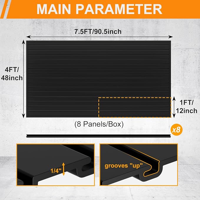 DoCred Slatwall Paneling Organizer, 4x7.5 FT PVC Garage Slat Wall Storage - Image 2