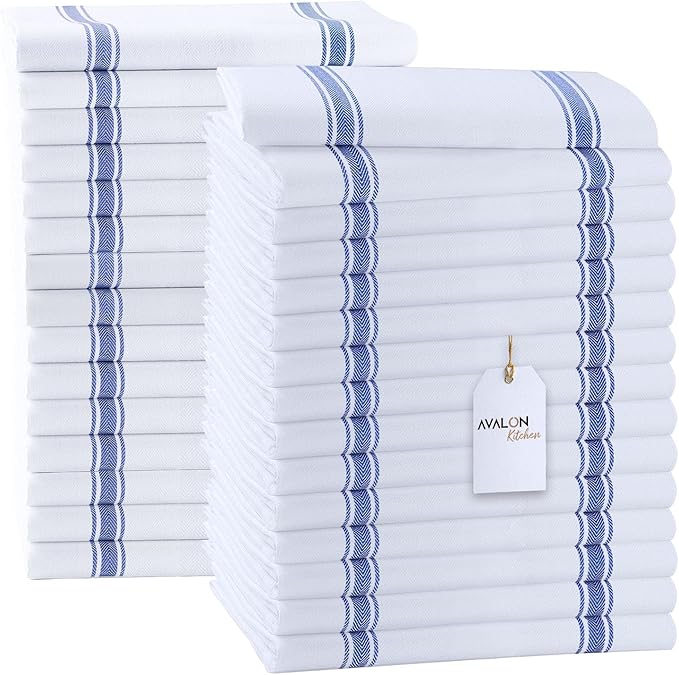 Dish Towels Set Size 15x25 Inch, 100% Cotton Soft & Absorbent Linen Kitchen by Avalon+Kitchen