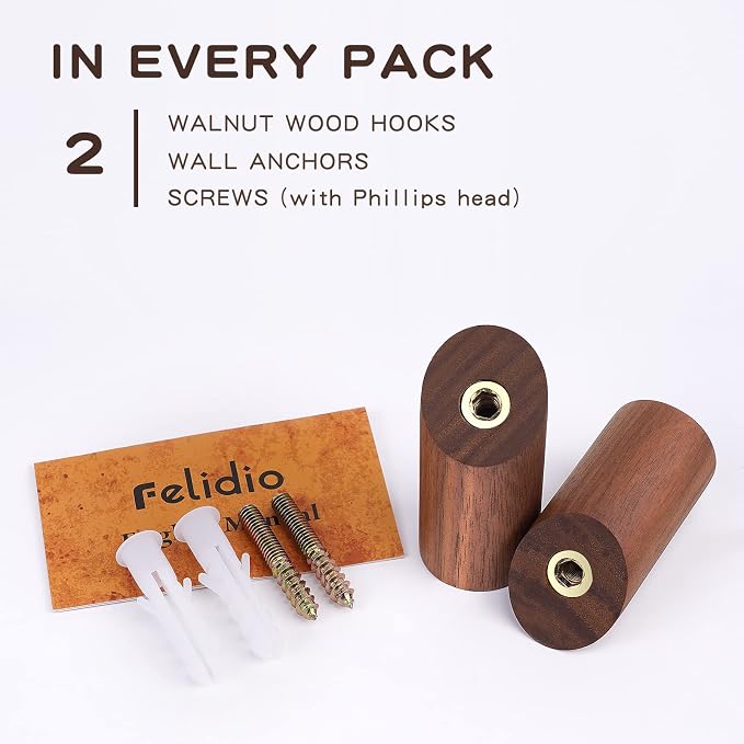 Wooden Wall Hooks, 2 Pack Coat Hooks Wall Mount, Natural Wood Hooks Coat Rack - Image 5
