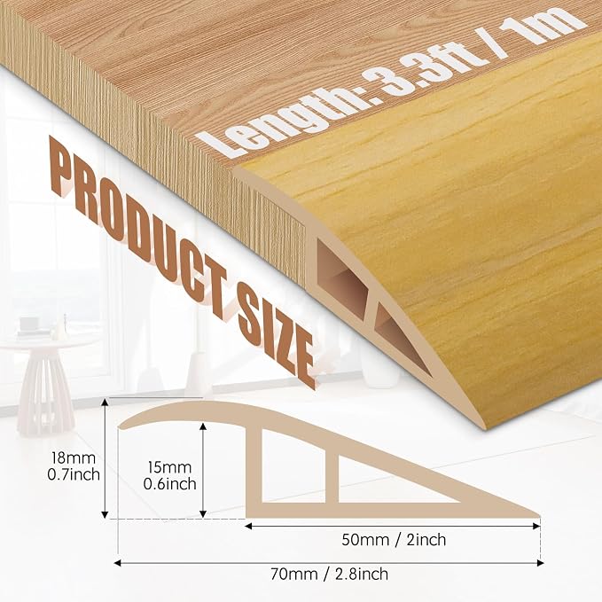 Floor Transition Strip Door Threshold 39" Floor Transition Reducer Trim on The - Image 2