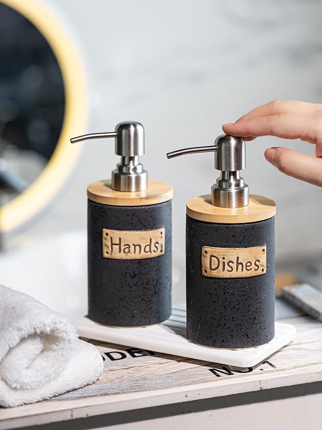 Kitchen Soap Dispenser Set, Ceramic Hand and Dish Soap Dispenser - Image 7