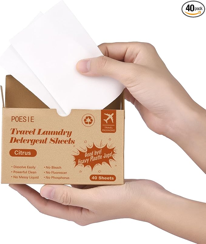 Poesie Citrus Travel Laundry Detergent Sheets 40 Sheet Plastic Free No Waste by Poesie