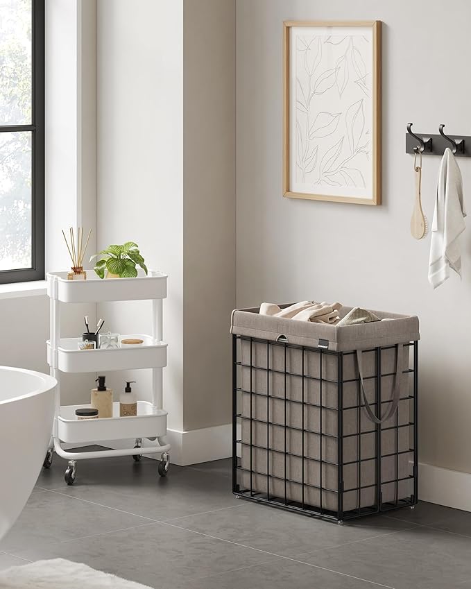 SONGMICS Laundry Hamper, 23.8 Gal. Laundry Basket, Collapsible Clothes Hamper - Image 3