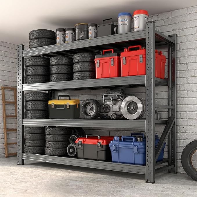 59" W Garage Shelving, Heavy Duty 4 Tier Metal Storage Shelves, Adjustable by Unknown