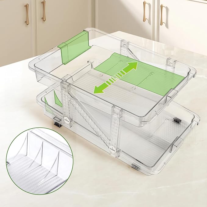 2 Pack Drink Organizer for Refrigerator, Soda Can Dispenser, Adjustable Width - Image 3