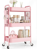 TOOLF 3 Tier Rolling Cart Storage Organizer, Metal Rolling Utility Cart by TOOLF