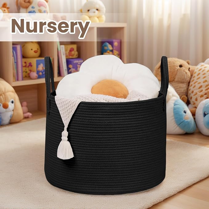 Woven Blanket Basket, 115L Large Rope Storage Bin - Image 4