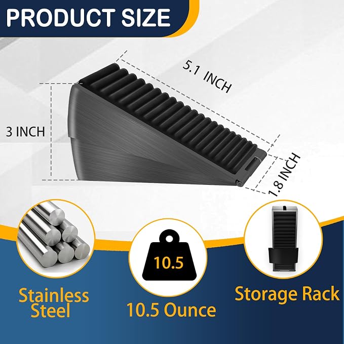Heavy Duty Door Stopper Adjustable Spring Large Stoppers Wedge, Tall up to 3 - Image 4