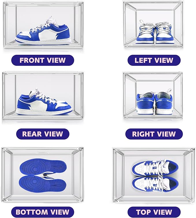 Shoe Storage 6 Pack, Acrylic Clear Shoe Storage Box Stackable Large Sneakers - Image 4