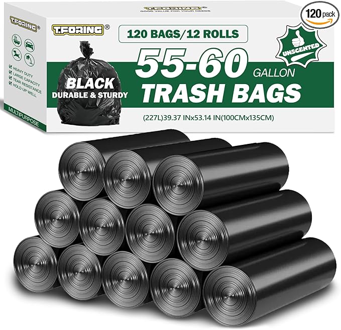 55-60 Gallon Black Trash Bags 120 Count by TFORING%C2%AE
