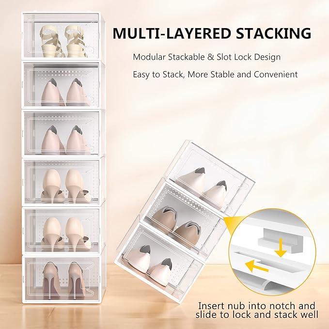 Secret Space 12 Pack Large Shoe Organizer Storage Boxes - Image 3