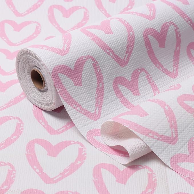Pink Heart Shelf and Drawer Liner by Amiitay