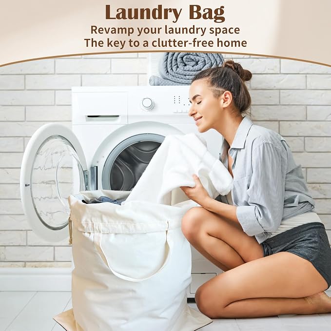 Canvas Laundry Bag 33"x 35", Thick Cotton Laundry Bag - Image 7