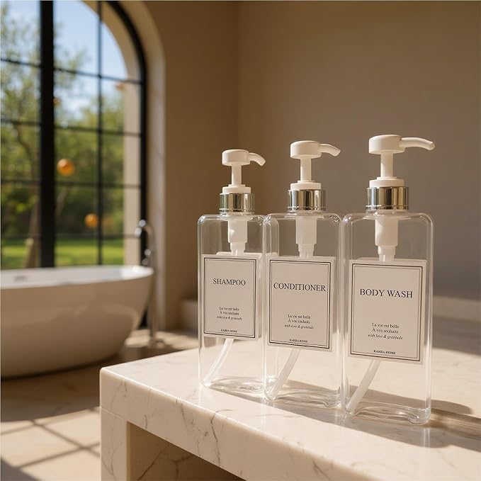 Modern Design Large 27 oz Shampoo and Conditioner Dispensers - Image 4
