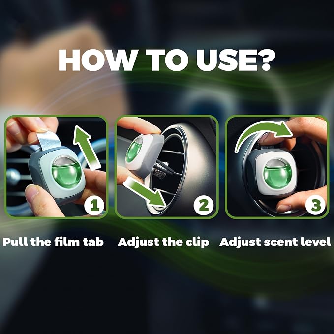 Air Jungles Green Tea Scent Car Air Freshener Clip, 6 Vent Clips, 4ml Each - Image 3