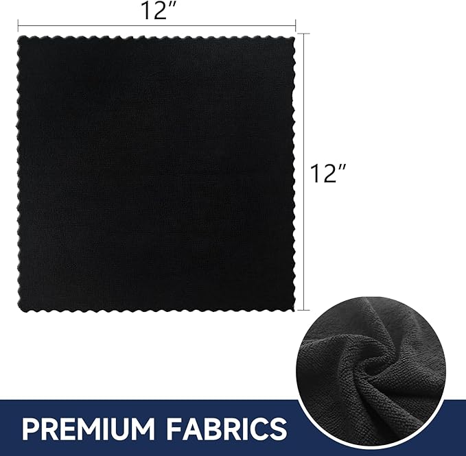 MRD's Home 12" x 12" Black Microfiber Cleaning Cloth, Lint Free, Scratch & - Image 8