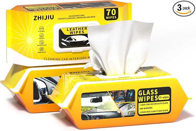 Car Wipes Extra Large 8" x 8" Car Interior Cleaning Wipes Leather Wipes by WipesforEveryLifeMoment