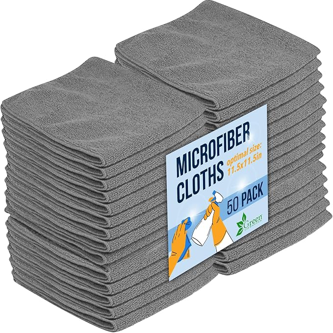GREEN LIFESTYLE Chamois Cloth, Microfiber Cleaning Cloth 50 Pack, Borderless by GreenLifeStyle